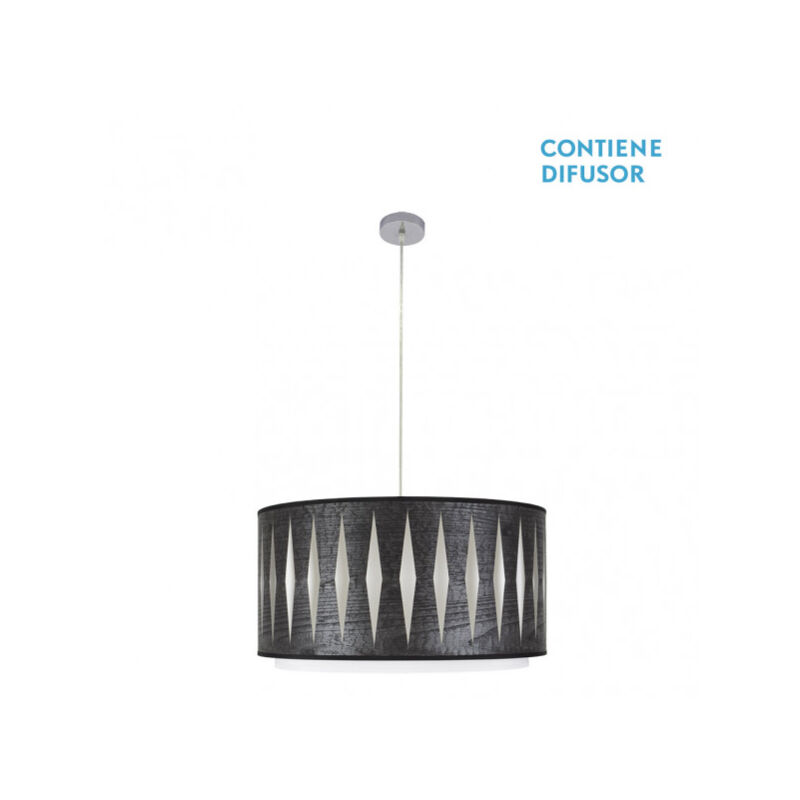 foto del prodotto alexandra lampada a sospensione 2xe27 cromo/nero legno regx50x50 cm