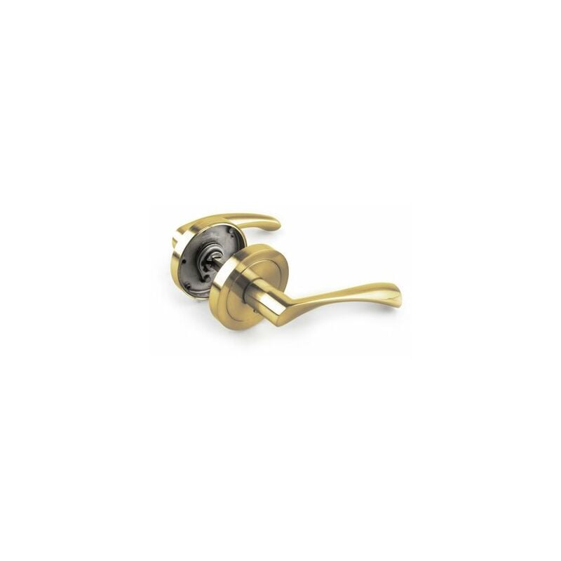 foto del prodotto alfa dyser maniglia in alluminio con rosetta 65mm maniglia curva oro lucido