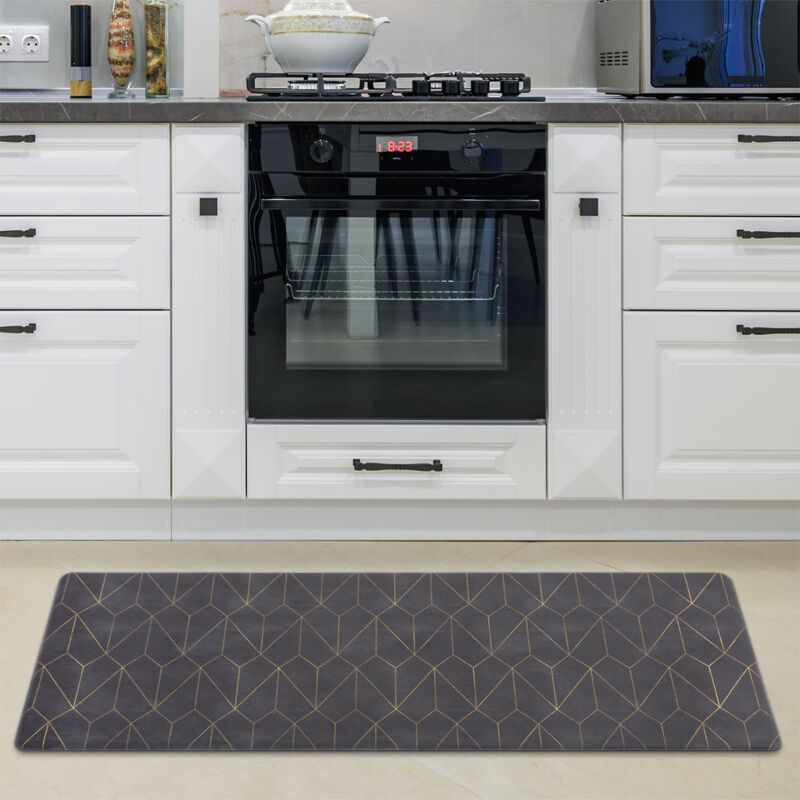 foto del prodotto alfombra cocina esterilla pasillera pvc antideslizante diferentes motivos nero 2, 45x120 cm paco home