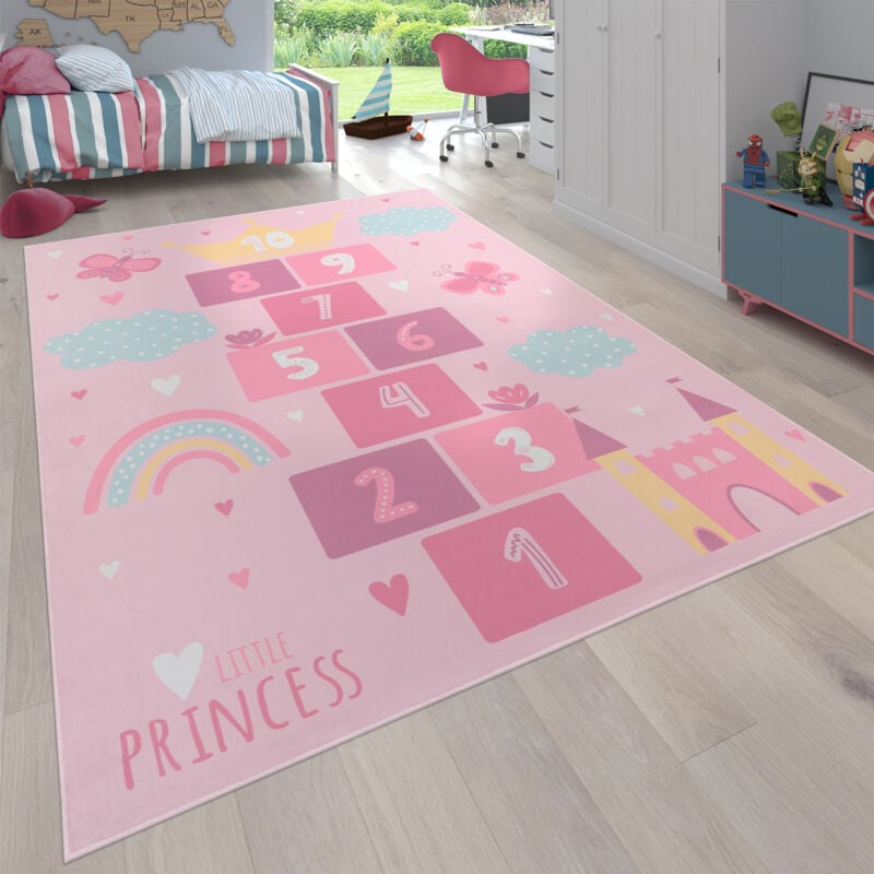 foto del prodotto alfombra de habitacion bebe infantil ni a ni o de juego antideslizante rosa 120x160 cm paco home