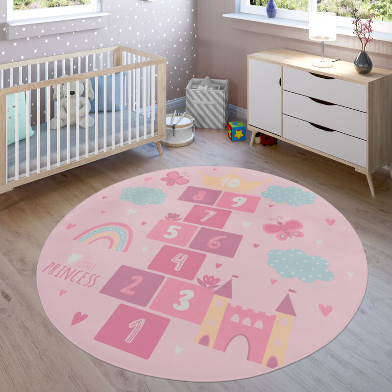 foto del prodotto alfombra de habitacion bebe infantil ni a ni o de juego antideslizante rosa 160 cm tondo paco home