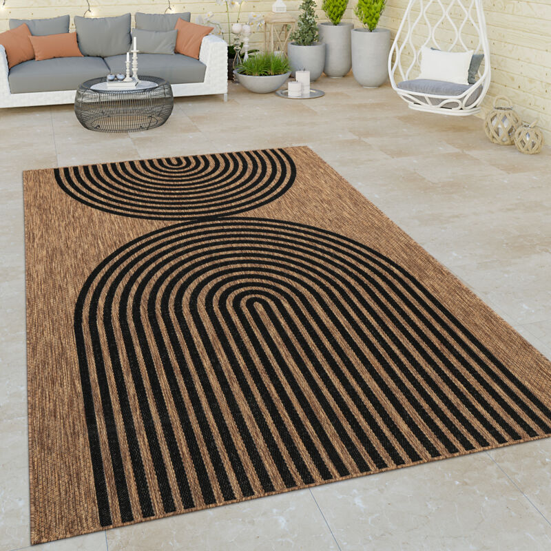 foto del prodotto alfombra exterior terraza boho geometrico etnica negro marr n 60x100 cm paco home