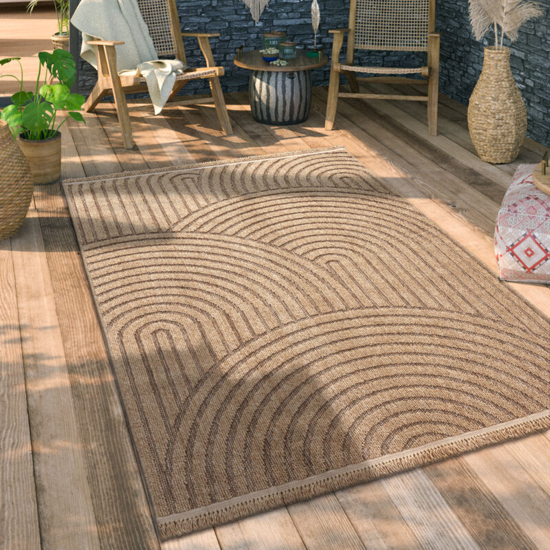 foto del prodotto alfombra salon cocina exterior terraza jardin boho floral dibujo geometrico 80x150 cm, beige 3 paco home