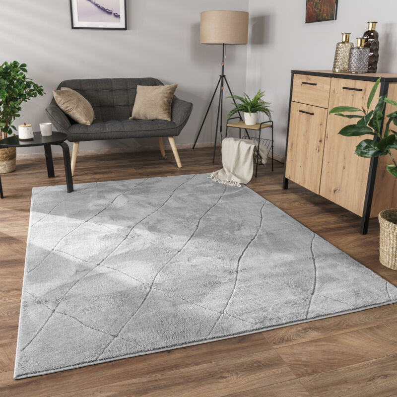 foto del prodotto alfombra salon de habitacion pelo corto boho chic nordica 3d moderna 60x100 cm, grigio 2 paco home
