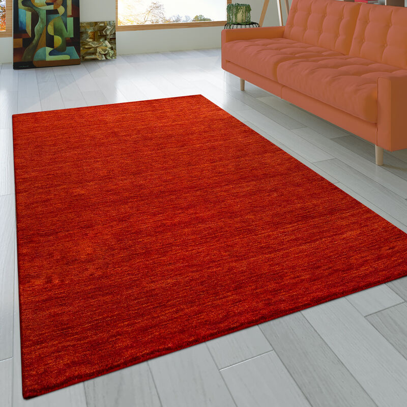 foto del prodotto alfombra salon de habitacion pelo corto fibra natural lisa a mano gabbeh 80x150 cm, terracotta paco home
