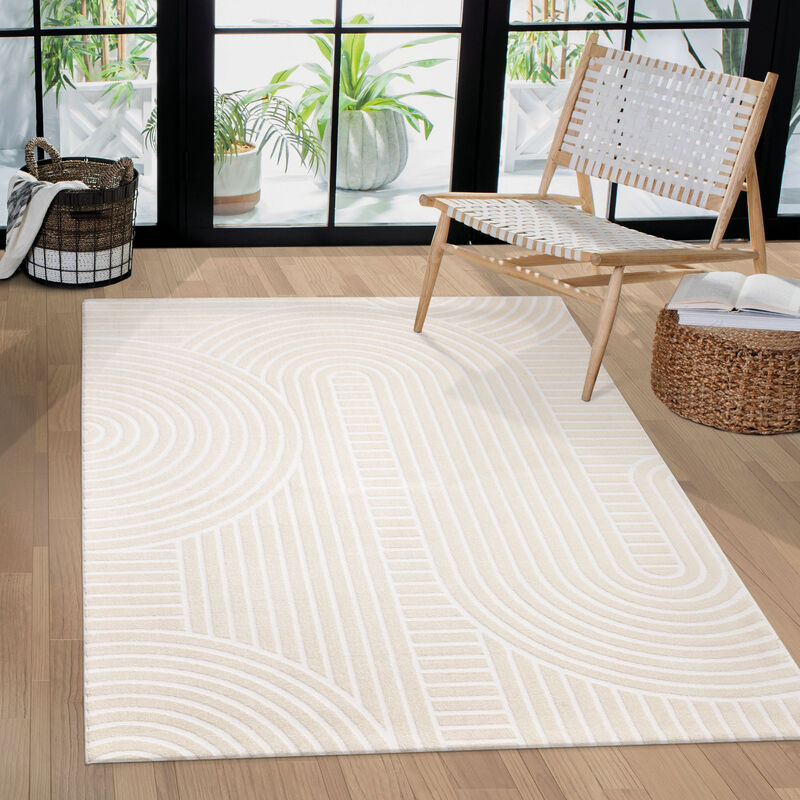 foto del prodotto alfombra salon de habitacion pelo corto lisa motivo nordica dibujo geometrico 120x170 cm, crema paco home