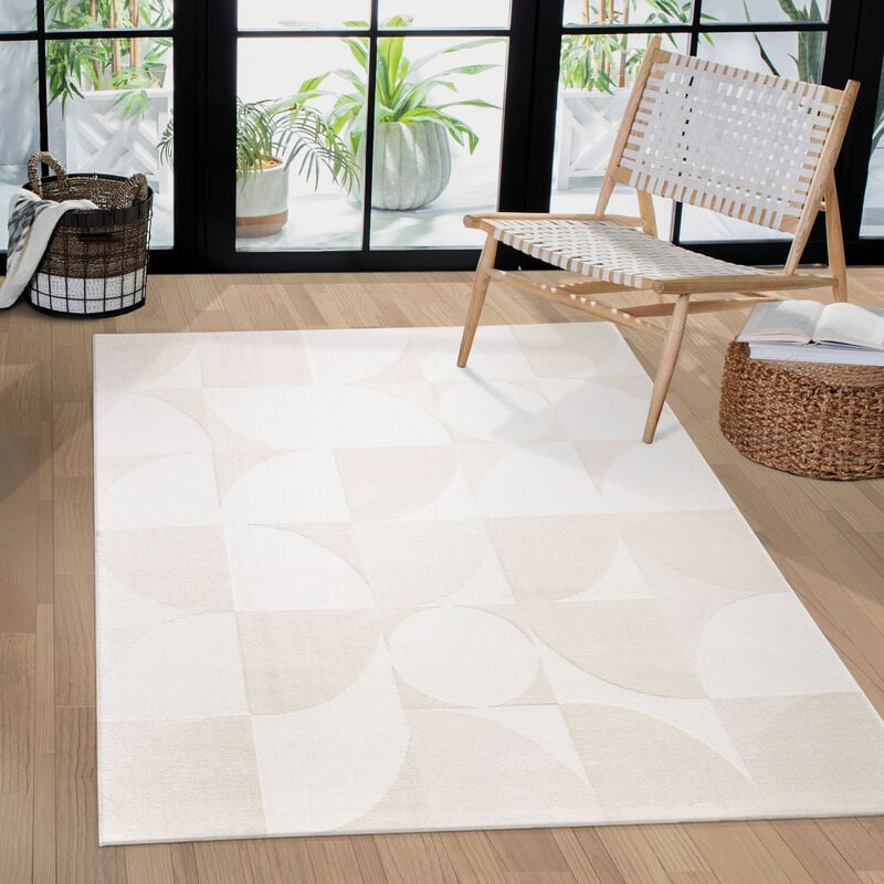 foto del prodotto alfombra salon de habitacion pelo corto lisa motivo nordica dibujo geometrico 160x220 cm, crema 4 paco home