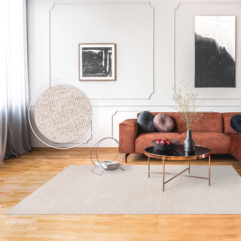 foto del prodotto alfombra salon de habitacion pelo corto lisa se puede lavar en la lavadora 80x150 cm, crema paco home