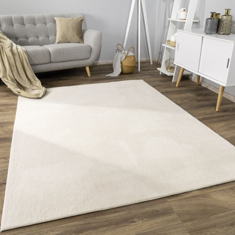 foto del prodotto alfombra salon de habitacion pelo corto motivo boho chic motivo nordica 120x160 cm, crema paco home