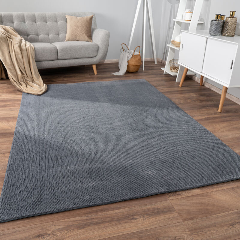foto del prodotto alfombra salon de habitacion pelo corto motivo boho chic motivo nordica antracite, 120x160 cm paco home