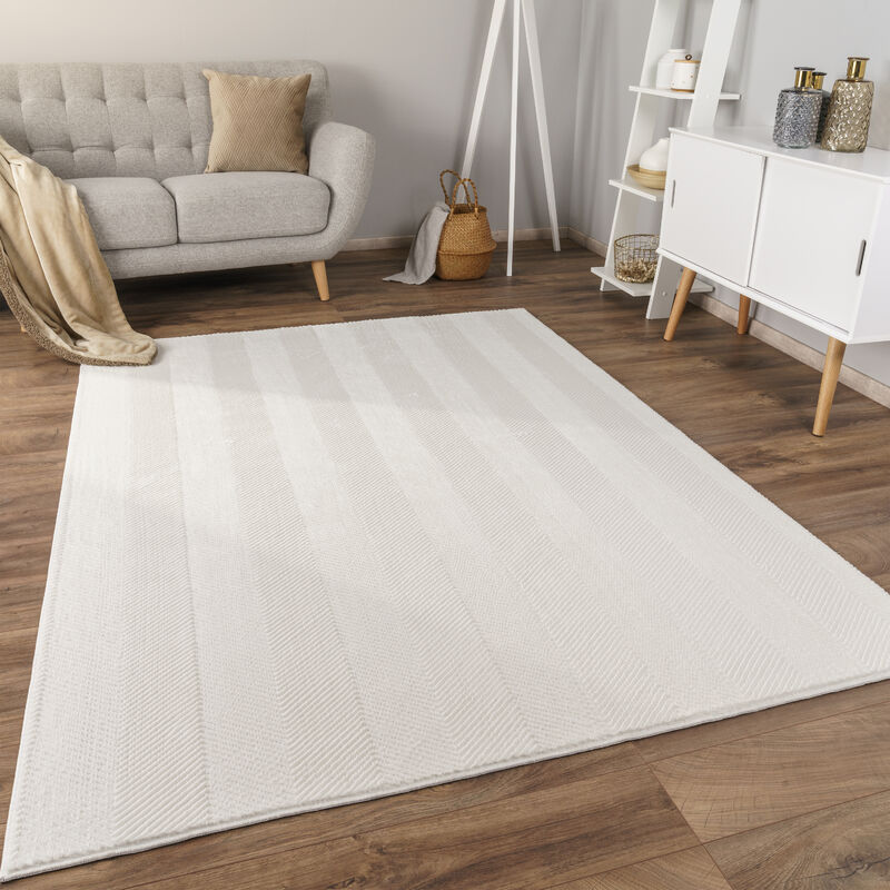 foto del prodotto alfombra salon de habitacion pelo corto motivo boho chic nordica antideslizante 120x160 cm, crema paco home