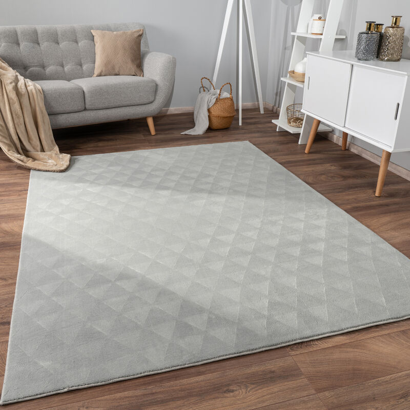 foto del prodotto alfombra salon de habitacion pelo corto motivo boho chic nordica antideslizante 120x160 cm, grigio 2 - paco home