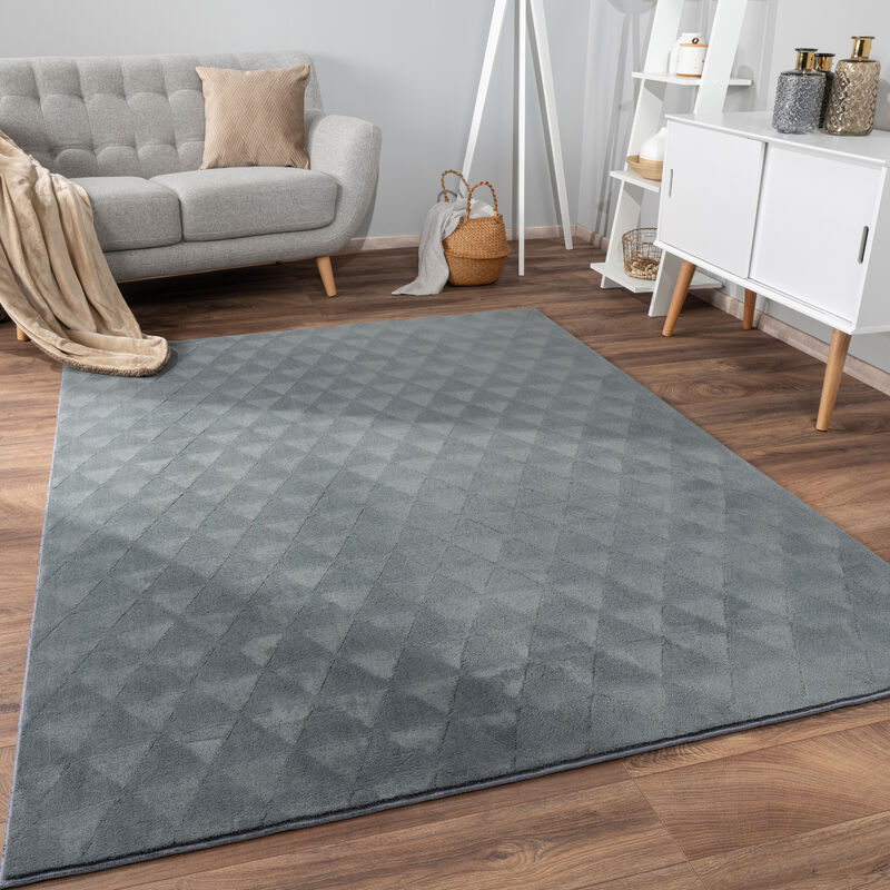 foto del prodotto alfombra salon de habitacion pelo corto motivo boho chic nordica antideslizante 160x220 cm, antracite 2 paco home