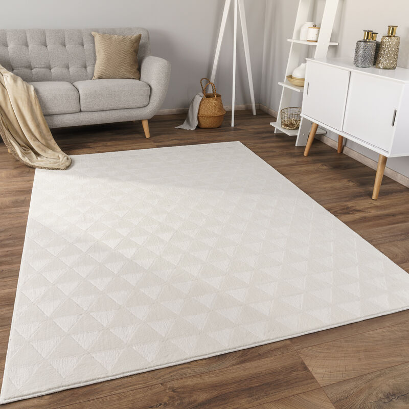 foto del prodotto alfombra salon de habitacion pelo corto motivo boho chic nordica antideslizante 160x220 cm, crema 2 - paco home