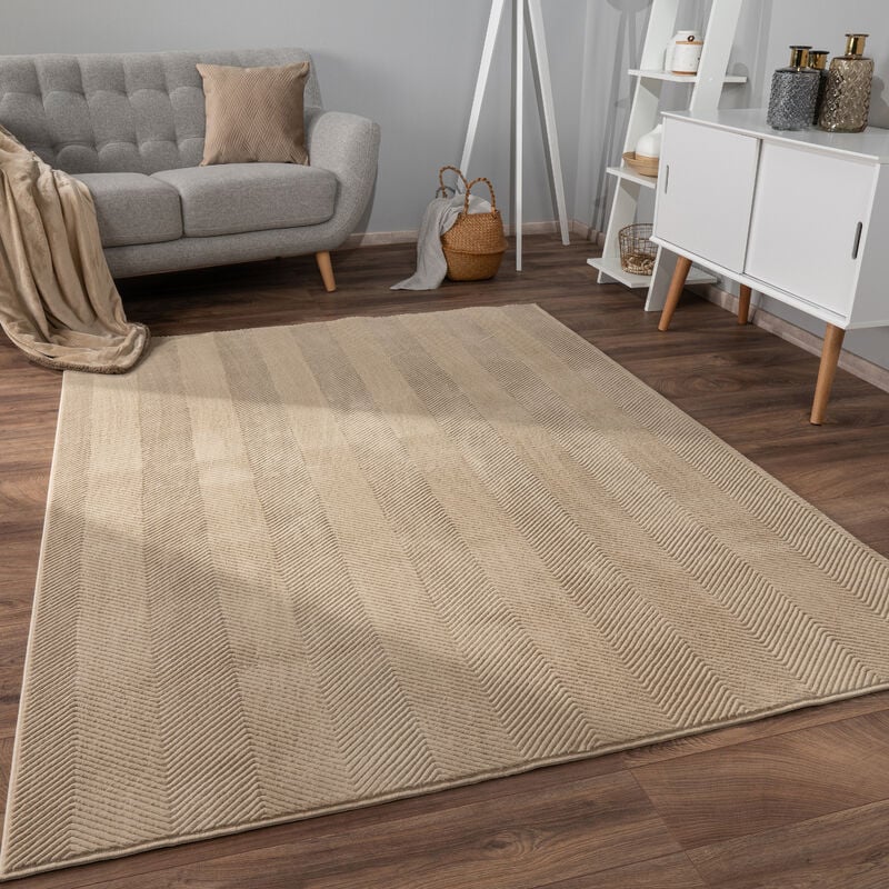 foto del prodotto alfombra salon de habitacion pelo corto motivo boho chic nordica antideslizante 60x100 cm, beige paco home