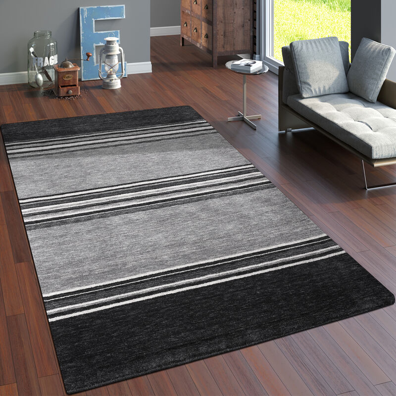 foto del prodotto alfombra salon de habitacion pelo corto motivo etnica dibujo geometrico a mano 120x170 cm, grigio 3 paco home