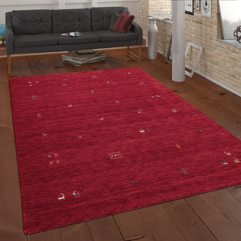 foto del prodotto alfombra salon de habitacion pelo corto motivo etnica dibujo geometrico a mano 120x170 cm, rosso - paco home