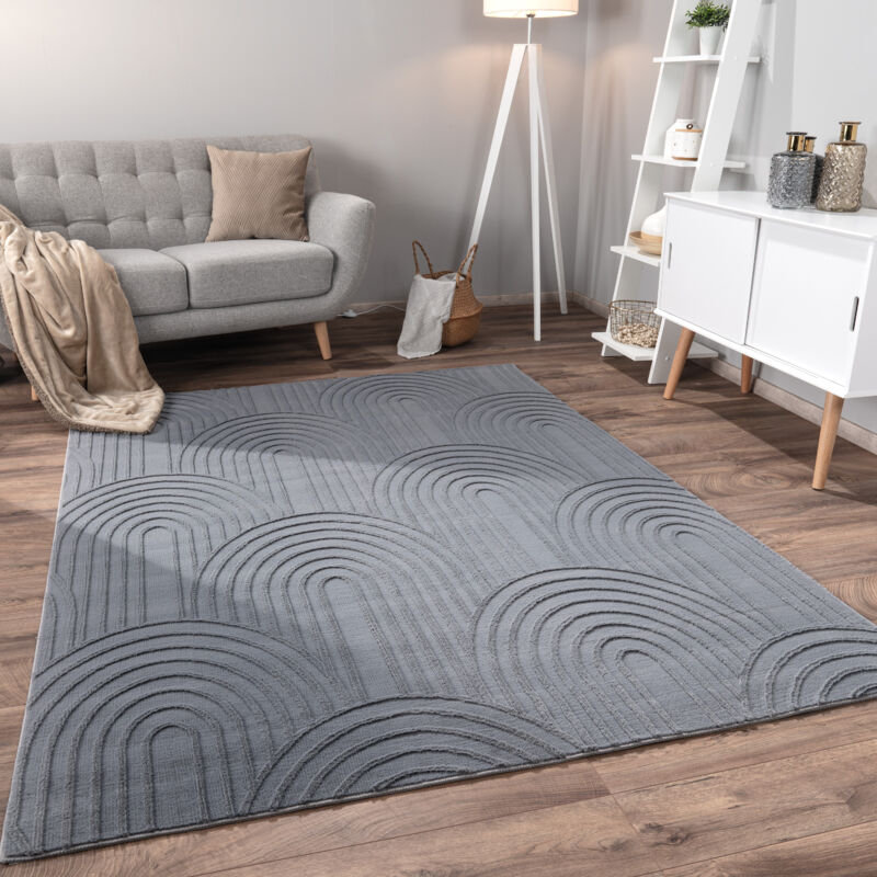 foto del prodotto alfombra salon de habitacion pelo corto motivo nordica boho dibujo geometrico 160x220 cm, antracite 4 paco home