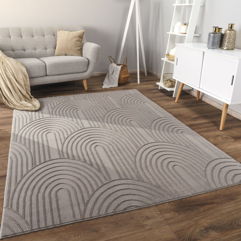 foto del prodotto alfombra salon de habitacion pelo corto motivo nordica boho dibujo geometrico 200x280 cm, grigio 4 paco home