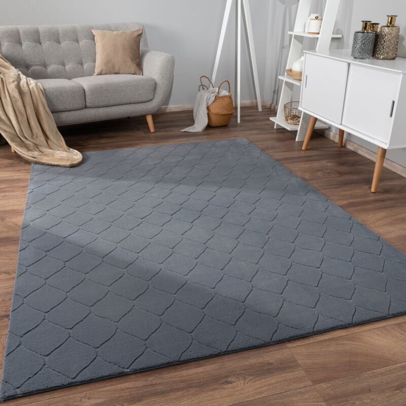 foto del prodotto alfombra salon de habitacion pelo corto motivo nordica boho dibujo geometrico 60x100 cm, antracite 3 paco home