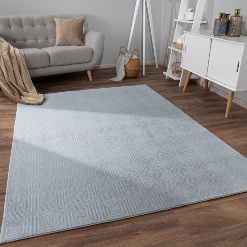 foto del prodotto alfombra salon de habitacion pelo corto motivo nordica boho dibujo geometrico 60x100 cm, grigio paco home
