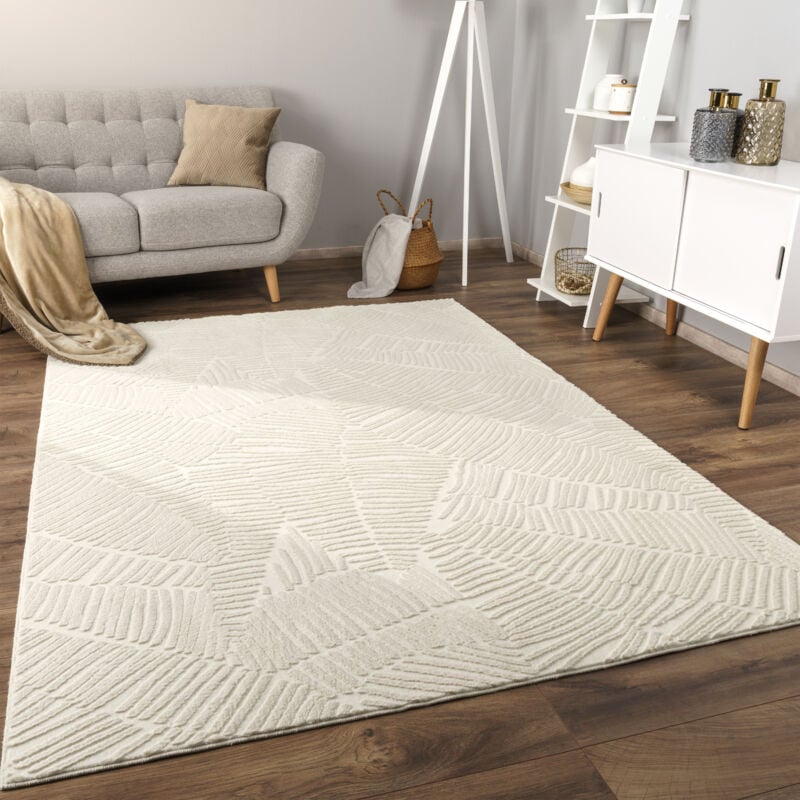 foto del prodotto alfombra salon de habitacion pelo corto motivo nordica boho dibujo geometrico 80x150 cm, crema 5 paco home