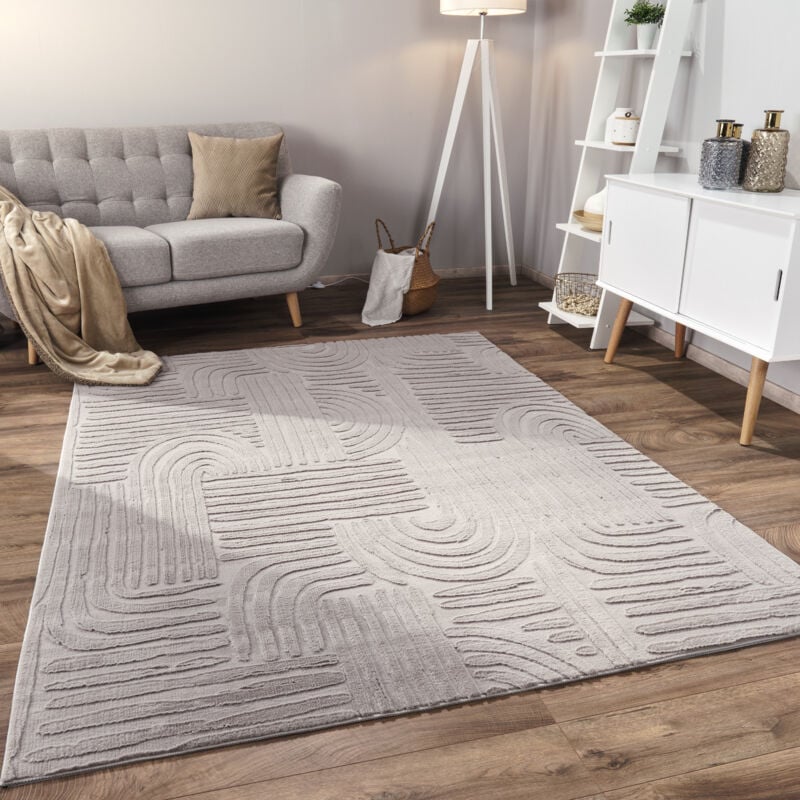 foto del prodotto alfombra salon de habitacion pelo corto motivo nordica boho dibujo geometrico 80x150 cm, grigio 7 paco home
