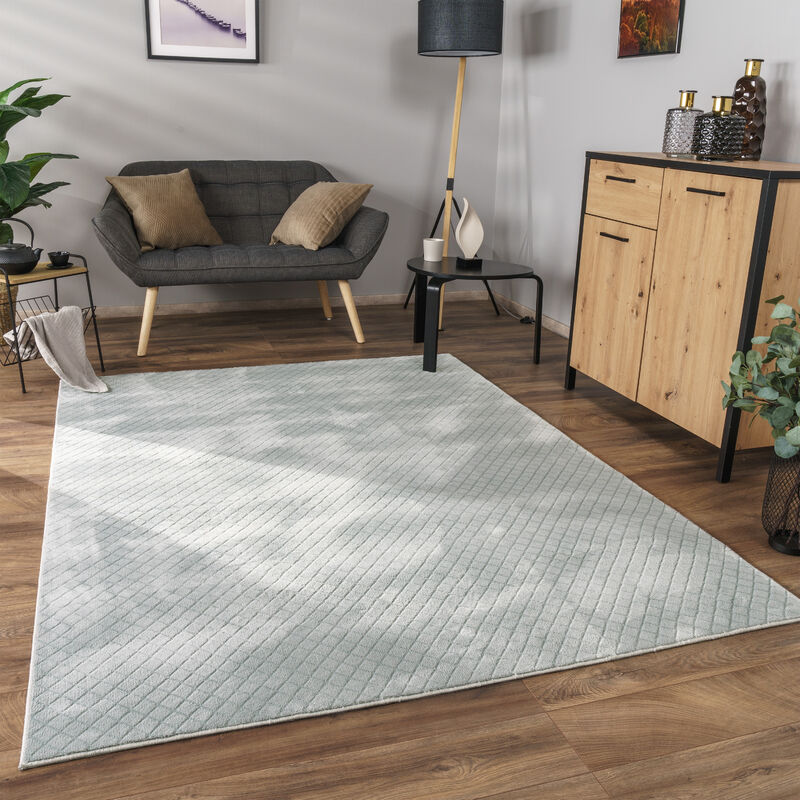 foto del prodotto alfombra salon de habitacion pelo corto motivo nordica motivo boho chic 3d 60x100 cm, grigio paco home