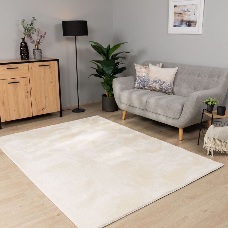 foto del prodotto alfombra salon de habitacion pelo corto se puede lavar en la lavadora suave 60x100 cm, crema paco home