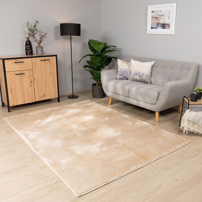 foto del prodotto alfombra salon de habitacion pelo corto se puede lavar en la lavadora suave 80x150 cm, beige scuro paco home