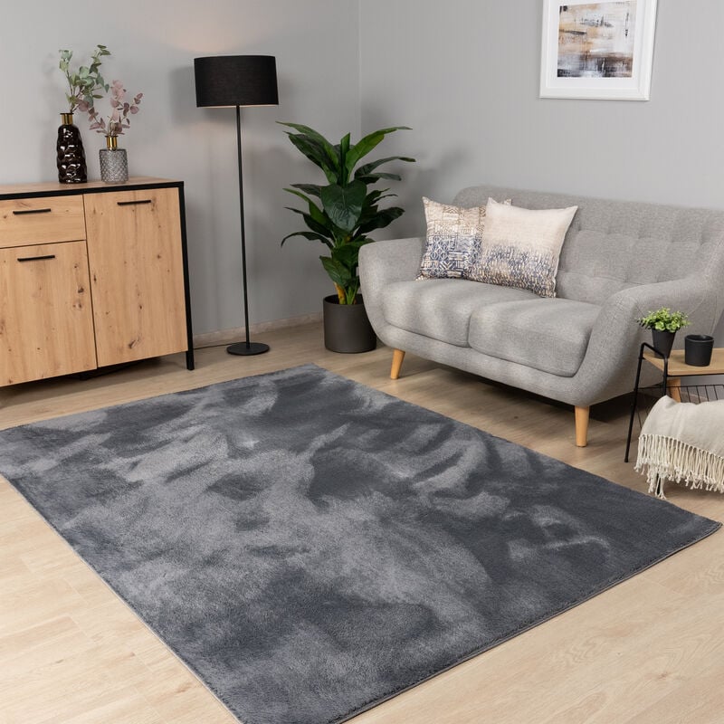 foto del prodotto alfombra salon de habitacion pelo corto se puede lavar en la lavadora suave antracite, 200x280 cm paco home