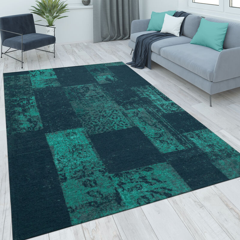 foto del prodotto alfombra salon de habitacion pelo corto vintage motivo oriental ornament 120x170 cm, turchese paco home