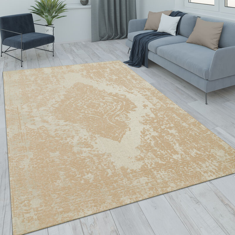 foto del prodotto alfombra salon de habitacion pelo corto vintage motivo oriental ornament 80x150 cm, sable paco home