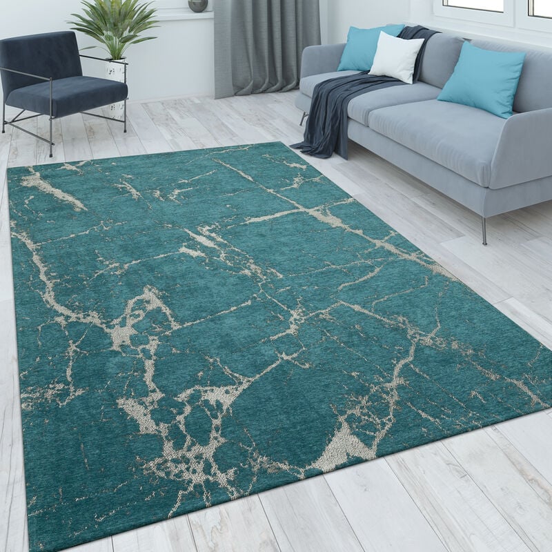 foto del prodotto alfombra salon de habitacion pelo corto vintage motivo oriental ornament 80x150 cm, turchese 3 paco home