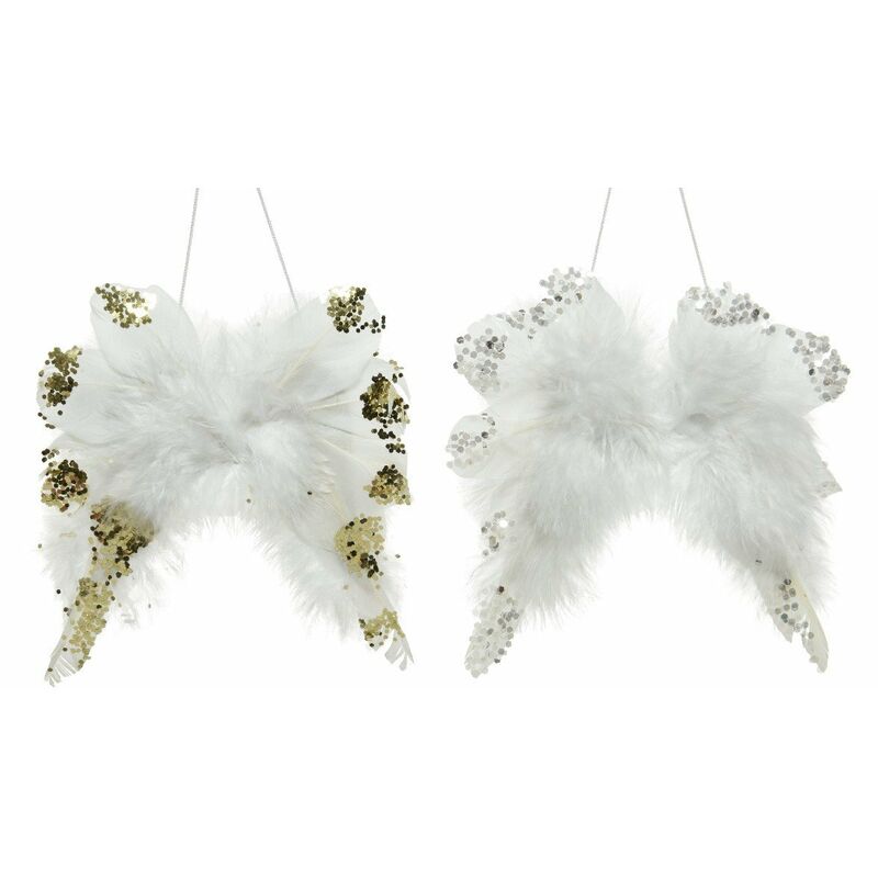 foto del prodotto ali con piume e glitter 15 cm. pezzo singolo