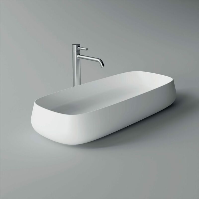 foto del prodotto alice ceramica lavabo nur appoggio sospeso 80x35 rettangolare in ceramica bianco