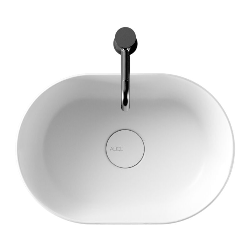 foto del prodotto alice ceramica lavabo unica appoggio salvaspazio cm. 45x31 ovale in ceramica