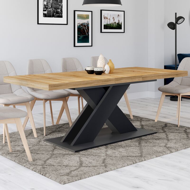 foto del prodotto alicia mesa de comedor extensible 6 10 personas madera y negro 160 200 cm