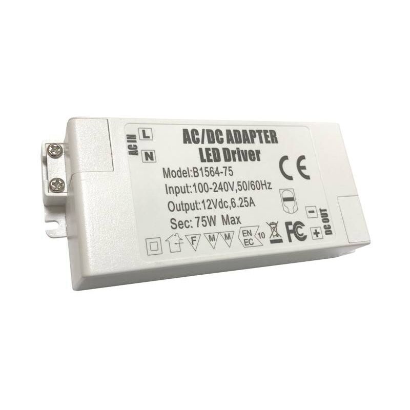 foto del prodotto alimentatore 12v dc 75w 6.25a 100 240v