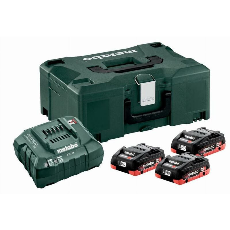 foto del prodotto alimentatore 18v metabo 3 batt. 4,0 ah lihd + caric. asc 55 + metabox - 685133000