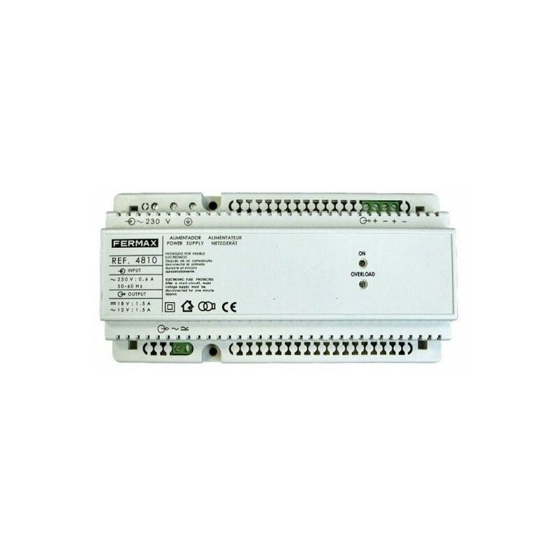 foto del prodotto alimentatore 18vdc 1,5a 12vac 1,5a din10. fermax 4810