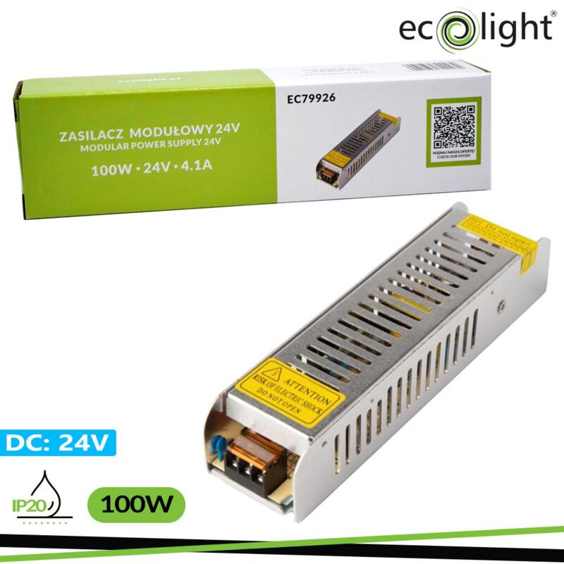 foto del prodotto alimentatore 24v 100w 4.1a ip20 188x46x35