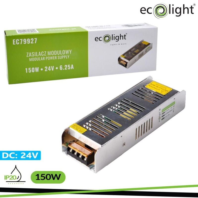 foto del prodotto alimentatore 24v 150w 6,25a slim ip20 200x60x40mm