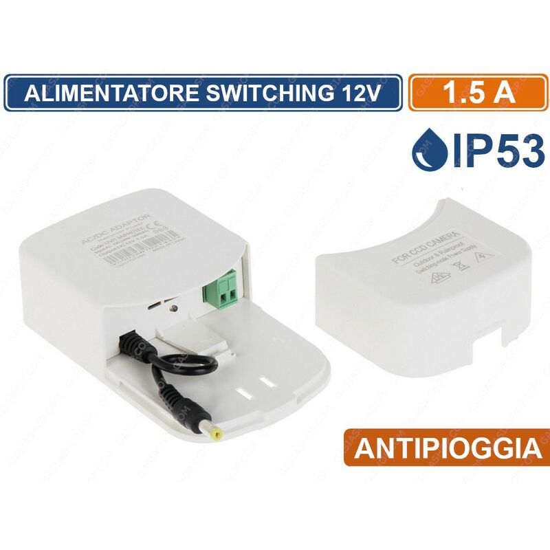foto del prodotto alimentatore a commutazione switching 1,5a dc 12v 15w da esterno ip53 antipioggia 12v 1.5a protec