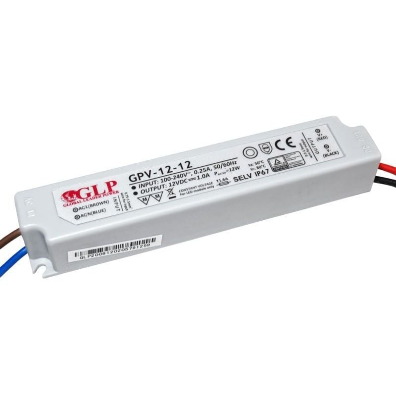 foto del prodotto alimentatore a tenuta stagna 12v dc - 12w - ip67 - glp