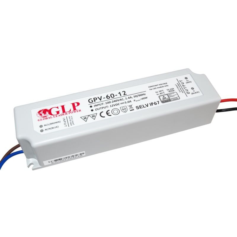 foto del prodotto alimentatore a tenuta stagna 12v dc 60w ip67 glp