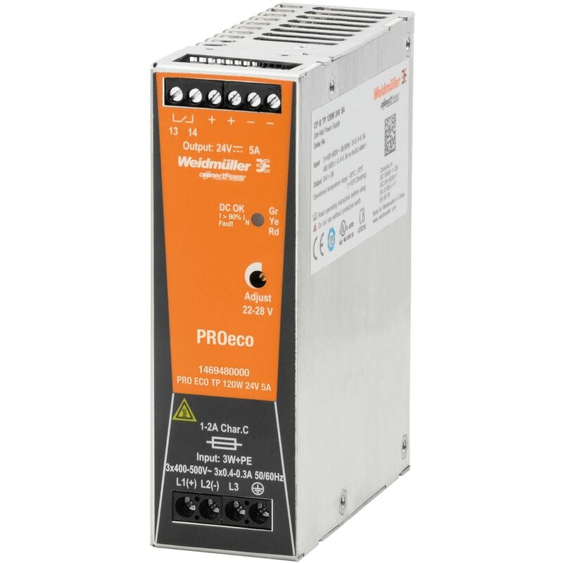 foto del prodotto alimentatore ac dc su guida din, ite, ambito ite, 1 uscita, 120 w, 24 v, 5 a
