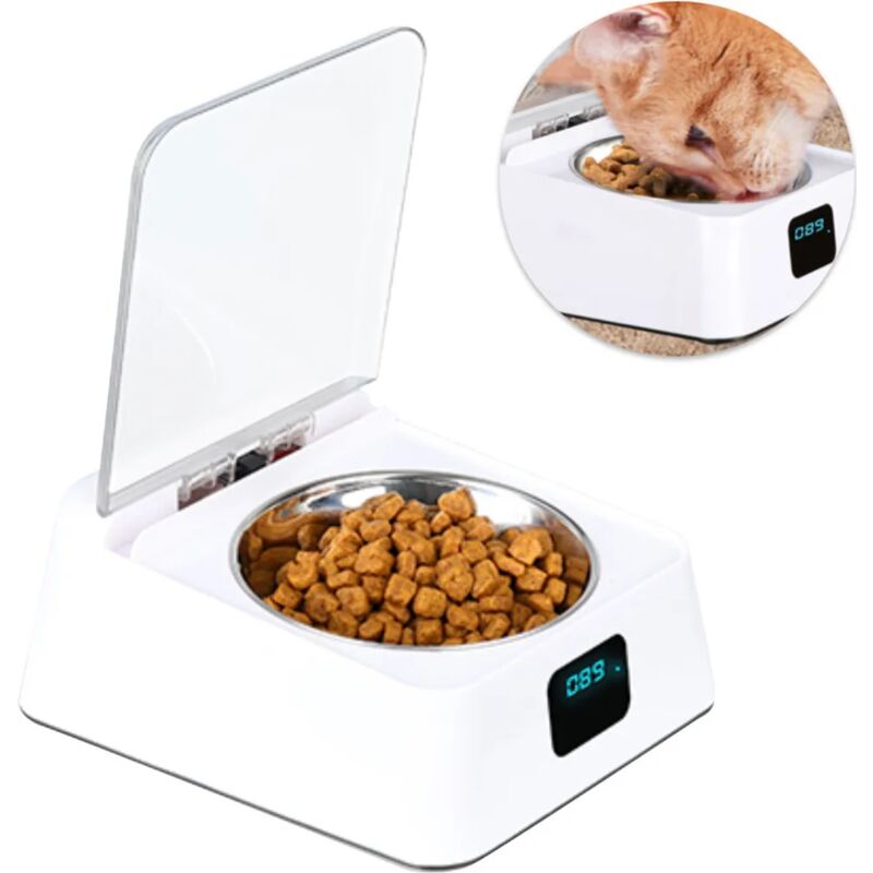 foto del prodotto alimentatore automatico intelligente, ciotola di alimentazione in acciaio inossidabile ciotola a induzione automatica ciotola per cani e gatti