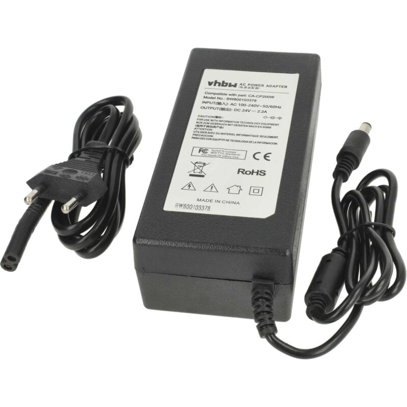 foto del prodotto alimentatore compatibile con vizio soundbar vsb210ws soundbox, nero, 24v, 2,2a - vhbw