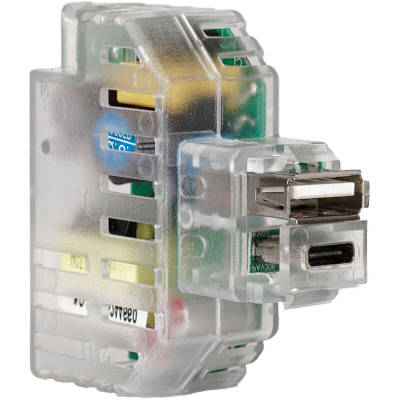 foto del prodotto alimentatore da incasso keystone it, 2 prese usb a c 2,4a, trasparente fanton 82893